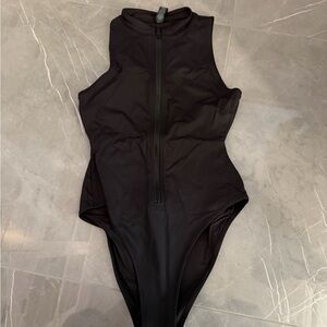 SKIMS Midnight Black Zip One Piece Swimsuit
